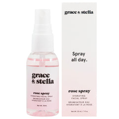Grace & Stella agua de rosas atomizador 30ml para hidratación rápida y suave.