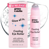 grace & stella iluminador de ojos con rodillo metálico frío para deshinchar bolsas