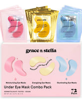 Grace & Stella parches ojos dorados-rosados-azules, iluminan y refrescan la mirada
