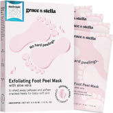 grace & stella mascarilla exfoliante para pies sin fragancia, suaviza y elimina piel muerta.