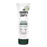 Champú de brea de pino de The Grandpa Soap Company, botella vertida para limpieza suave del cuero cabelludo.
