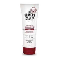 Champú romero-limón The Grandpa Soap Company en botella, purifica el cabello.