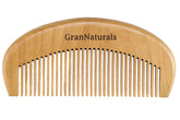 GranNaturals peine de madera con dientes finos para desenredar sin tirones, ideal para cabello delicado