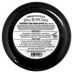 Envase grande de Grave Before Shave, manteca para barba Teakwood, aroma duradero.