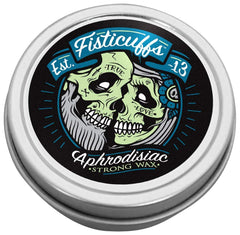 Grave Before Shave Fisticuffs strong hold mustache wax in a 1 oz tin for sculpted, long-lasting style.