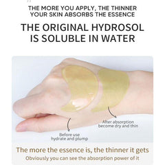 Green Cosmos 24k gold eye patch application demonstrating easy 15-minute use