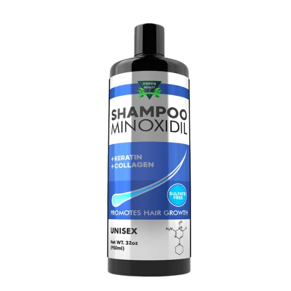 GREEN ROYALTY Minoxidil Champú – botella de 950 ml, limpieza suave para uso diario.