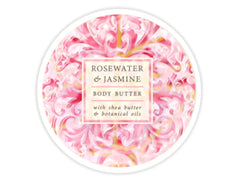 Greenwich Bay crema corporal botánica: agua de rosas y jazmín, hidratación suave para la piel.