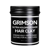 GRIMSON arcilla para cabello, fijación fuerte y acabado mate en un práctico bote.