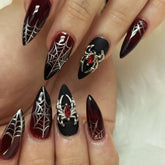 GRITOSE uñas almond con araña 3D para Halloween, estilo impactante.