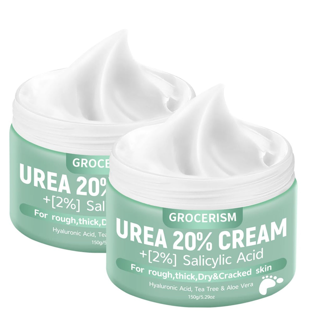Grocerism crème urée 20% pour pieds, hydratation profonde.