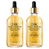Grospe suero de oro 24K: botella elegante para aplicación suave.