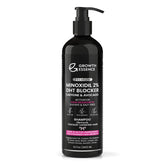 Growth Essence Champú con Minoxidil 2% en botella para densidad aparente.