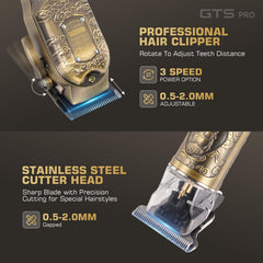 Maquinilla inalámbrica GTS PRO con motor potente para barbería