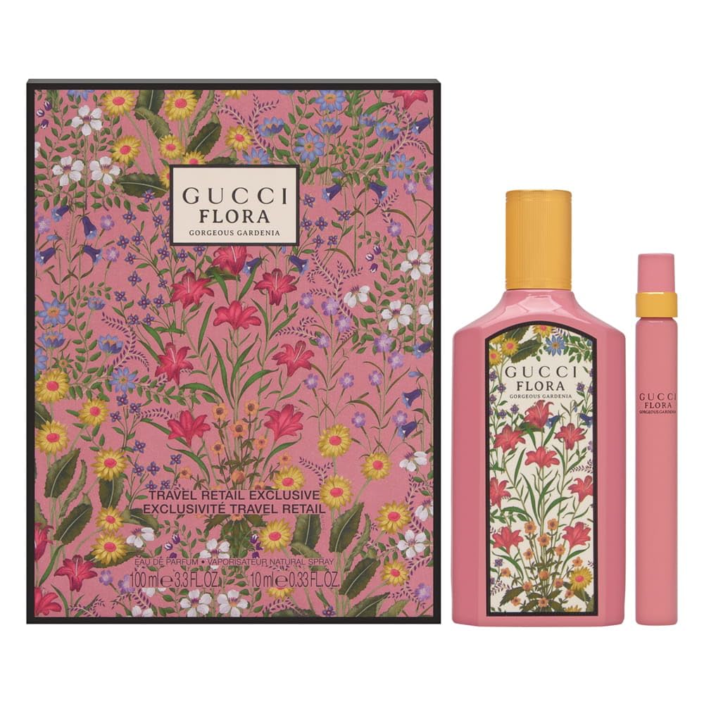 Gucci Flora Gorgeous Gardenia, botella de 3,3 oz y mini 0,33 oz, ideal para regalo