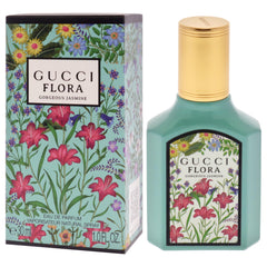 Gucci Flora Gorgeous Jasmine, detalle de tapa, diseño de lujo.