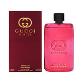 Gucci Guilty Absolute Pour Femme, vista frontal de la botella, aroma sensual para uso diario.