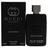 Gucci Guilty Pour Homme, frasco frontal, aroma elegante para noches formales.
