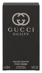 Gucci Guilty, tapon frontal visible, toque de lujo para la rutina matutina.