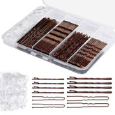 Guohutong pinzas Bobby marrones antideslizantes para cabello grueso.