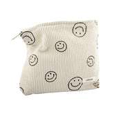 Cartera de maquillaje GUTGNK en pana beige, vista frontal para organización diaria.