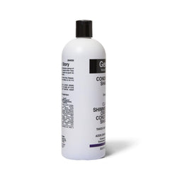 Etiqueta de GVP champú morado con detalles de color y cuidado