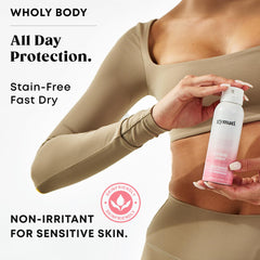 Gymati ingredients with aloe and zinc emphasize skin-friendly odor control.