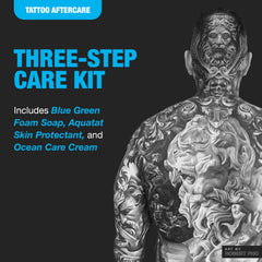 H2Ocean Rutina de 3 pasos tatuaje: limpieza, hidrata y protege.