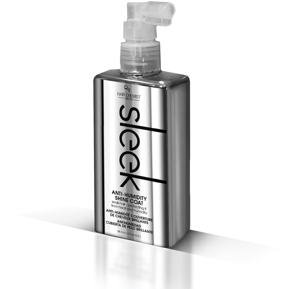 Hair Chemist SLEEK: botella 3 oz con protección antihumedad y brillo.