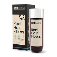 Hair Illusion fibras capilares reales marrón oscuro para un look más denso.