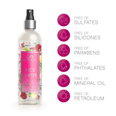 Hairfinity Rice Water Hair Mist, ingrediente de arroz destacado, favorece la elasticidad del cabello.