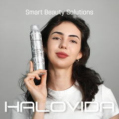 HALOVIDA champú seco aplicándose con rociado para volumen rápido