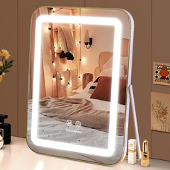 Halumao Espejo de maquillaje con luces, frente amplio para aplicación precisa.