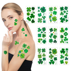 Tatuajes Hamiutci Día de San Patricio con tréboles brillantes para la fiesta.