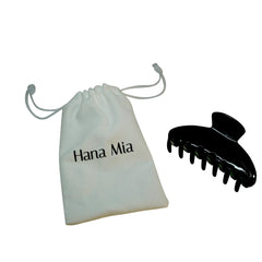 Hana Mia clip de acetato negro para cabello grueso con agarre fiable