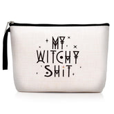 Hanamiya Na bolsa de maquillaje bruja con impresión de calor brillante, ideal regalo.