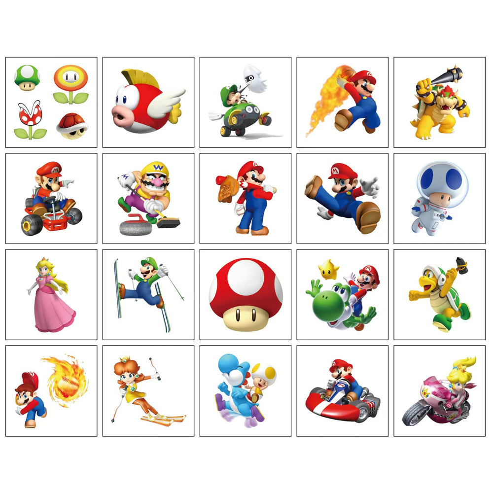 Tatuajes Mario de HANISNA en 20 hojas para fiestas y premios.