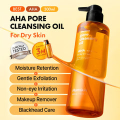 Hanskin AHA Pore Cleansing Oil, desmaquilla maquillaje resistente sin irritar ojos
