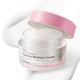 Hanskin Hyaluron Moisture Cream en botella de vidrio, hidratación profunda para piel seca