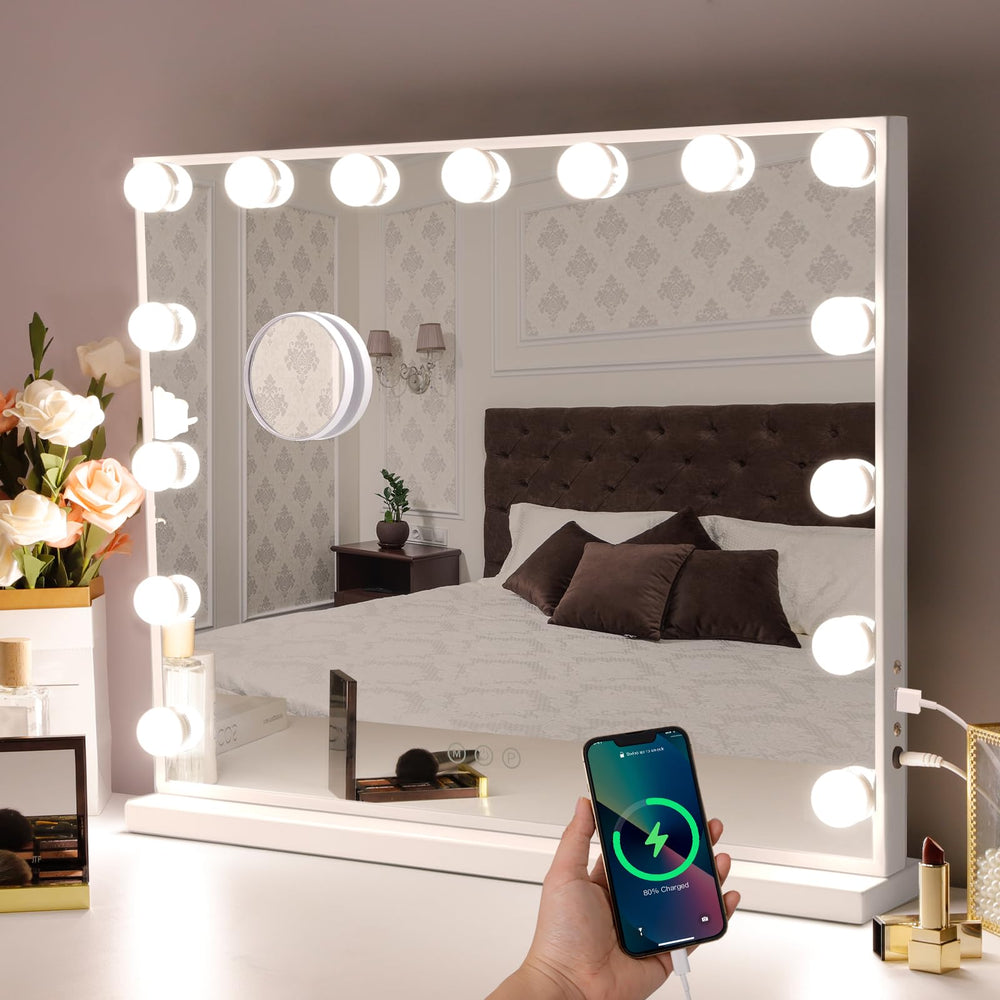 Hansong Espejo de vanidad con 15 LED para maquillaje preciso