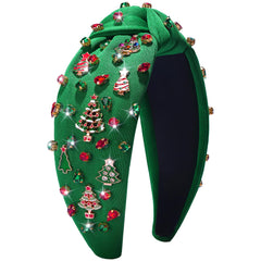Haqptul diadema cabello con nudo superior y cristales para un estilo navideño elegante.