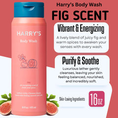 Harry's gel de ducha Fig en frasco, sensación limpia y agradable