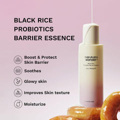 Texture laitueuse de HARUHARU Wonder Black Rice Probiotics Barrier Essence pour une application douce.