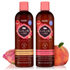 Botella de HASK Color Care Shampoo destacando cuidado suave para color.