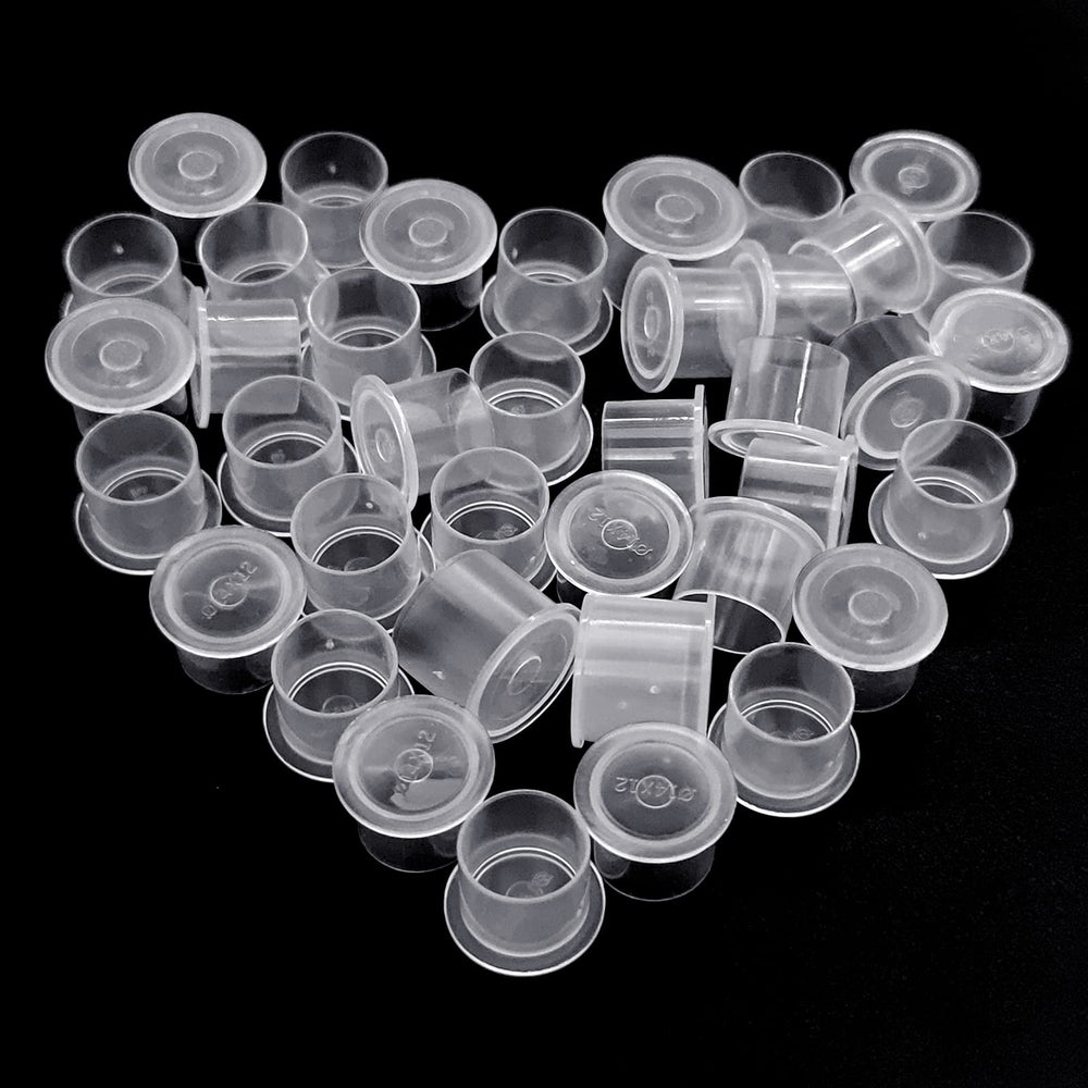 Tazas de tinta Hatonseyan 14 mm con base plástica para evitar derrames.