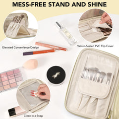 Organizador HauteHues con bolsillos múltiples para cosméticos y herramientas.