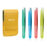 HAWATOUR pinzas conjunto 4 piezas para cejas, precisión para delinear y dar forma.