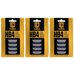 Recargas HeadBlade HB4 con 4 cuchillas de acero inoxidable para un afeitado suave y cercano.