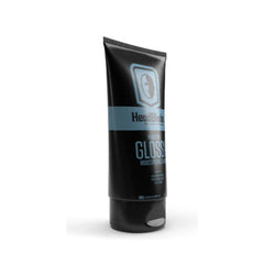 HeadBlade HeadLube Glossy muestra brillo natural sin grasa en la cabeza.