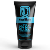 HeadBlade HeadLube SPF50: botella compacta para protección solar diaria sin grasa.